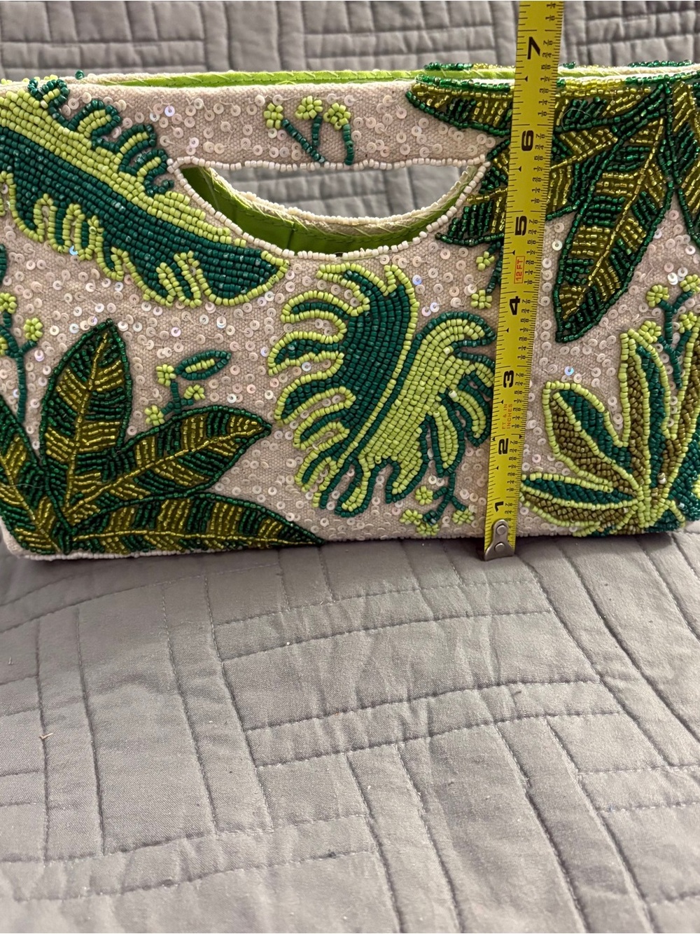 America and Beyond Beaded Hand Bag Tropical Leafs Green Crossbody Purse NWT - Picture 10 of 12